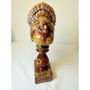 Tii Collection Resin Harvest Turkey And Sunflowers On Pedestal